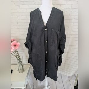 Dark Blue Button-Up Oversized Shirt